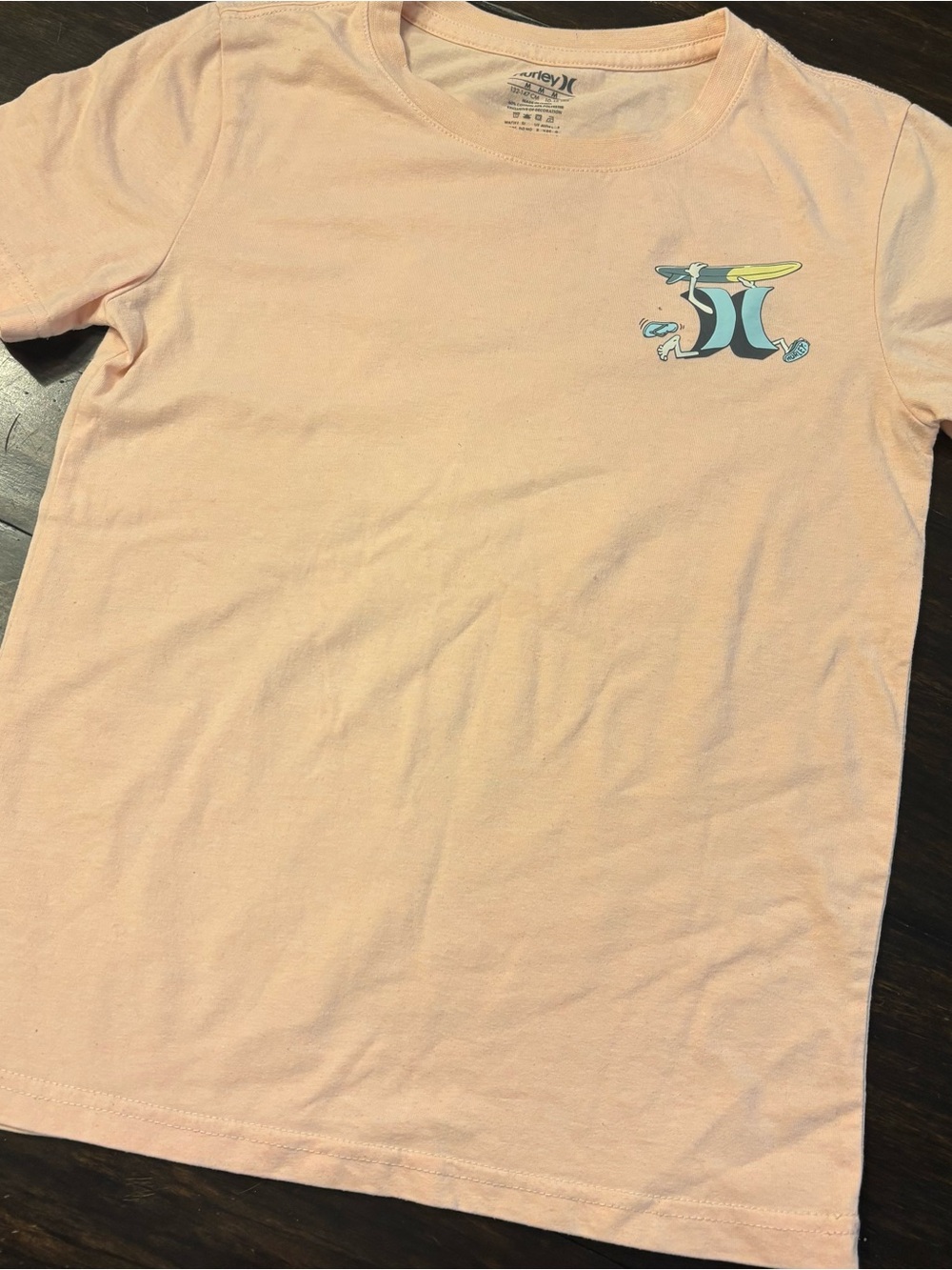 Hurley Light Pink Surf Graphic Tshirt Box Size Medium (10-12y)